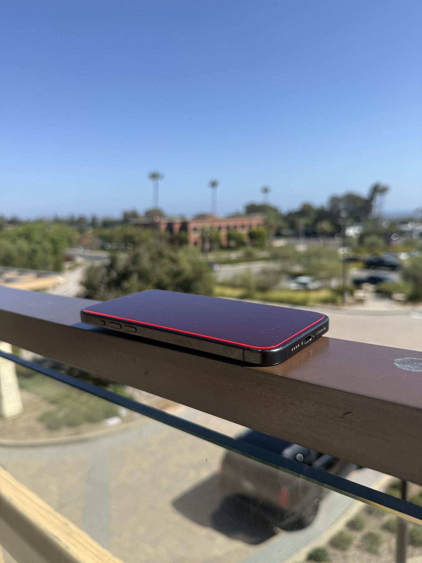 Auric Redlens screen protector with warm red edge, real photo